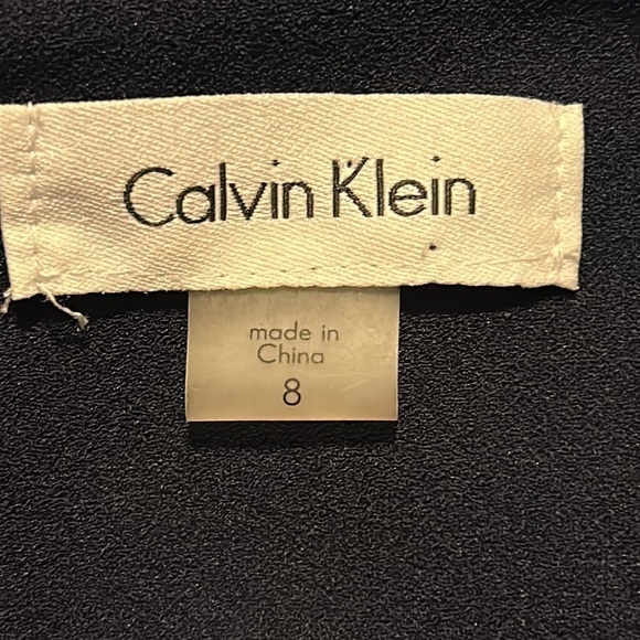 CALVIN Klein A-Line Career Office Dress Dark Navy Gold Button Shoulder Size 8 - Picture 5 of 11